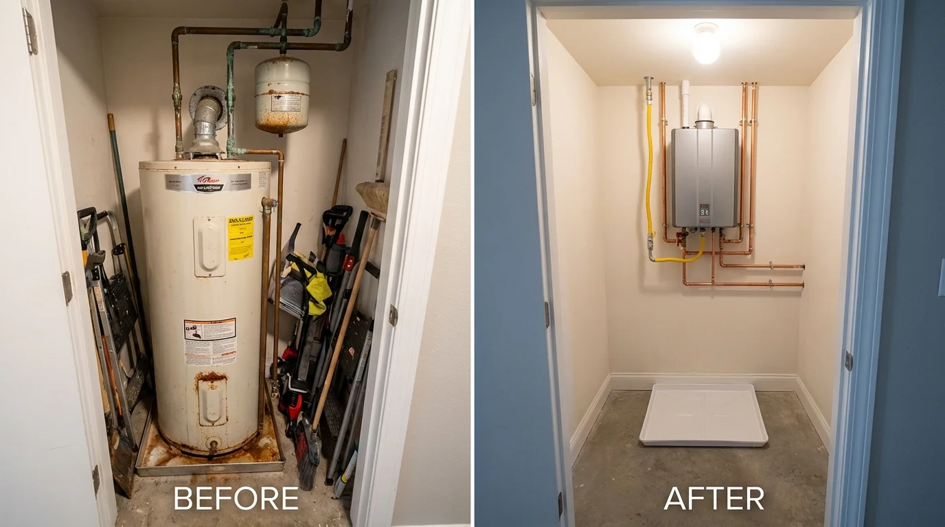Tank water heater versus wall-mounted tankless unit comparison for Milan, NM homeowners